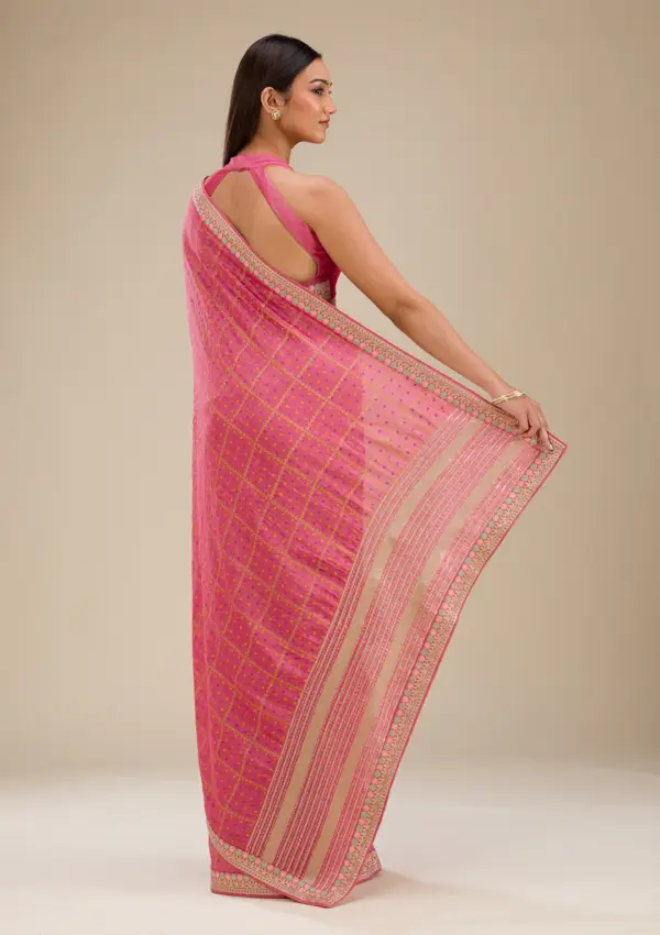 Pink Printed Soft Silk Saree - Image 2